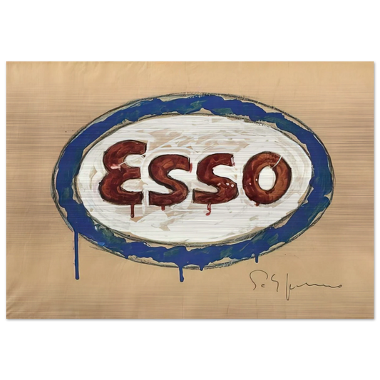 Esso - Pop Art - Mario Schifano Brushed Aluminum Print - 70x100 cm / 28x40 inches | Mario Schifano Aluminum Print | Mario Schifano Prints