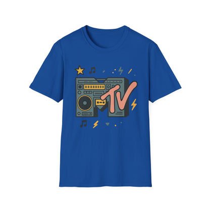 T-shirt graphique rétro MTV vintage imprimé léopard musical années 80 90 années nostalgiques unisexe shirt de groupe style rock imprimé animal