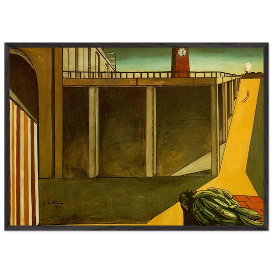 GARE MONTPARNASSE THE MELANCHOLY OF DEPARTURE 1914 - Giorgio de Chirico 70x100 cm / 28x40 inches Framed Art Print – Black Wooden Frame
