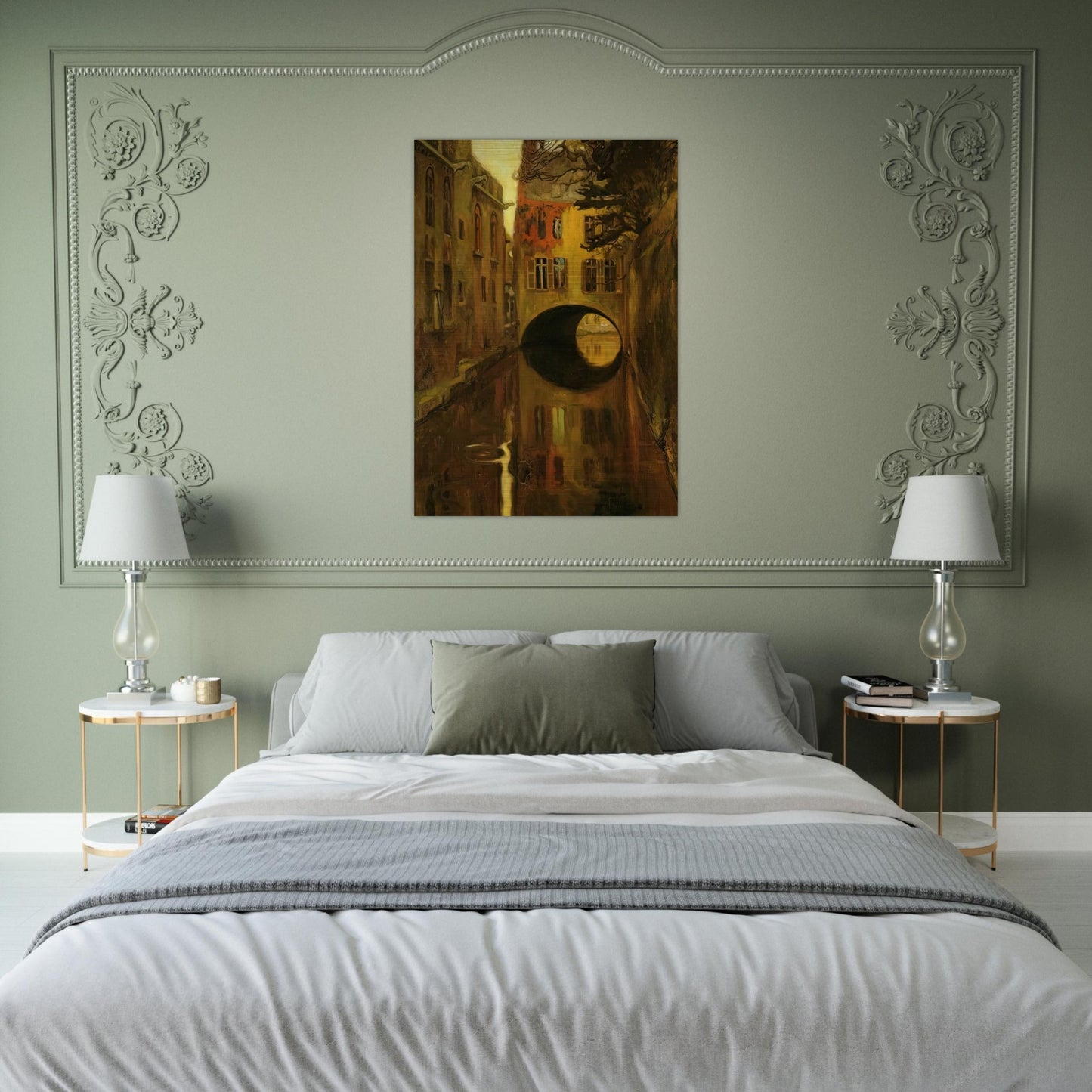 HOUSE OVER THE BRIDGE - Diego Rivera Brushed Aluminum Print - 70x100 cm / 28x40 inches | Diego Rivera Aluminum Print | Diego Rivera Prints
