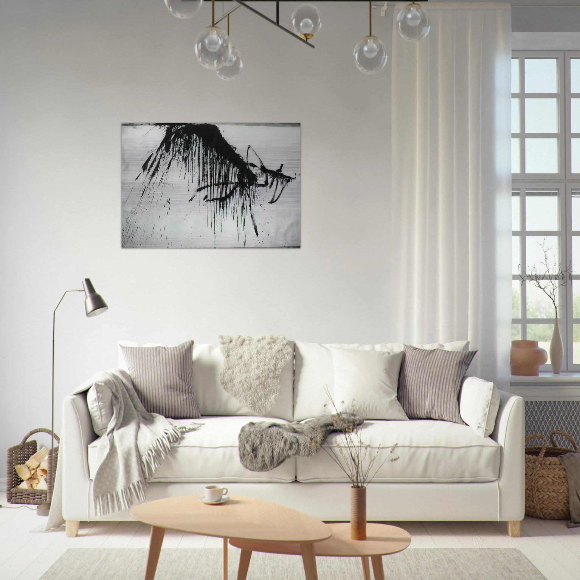 NIGHT IN THE HOTEL ABSTRACT IN BLACK AND WHITE - Salvador Dali Brushed Aluminum Print - 70x100 cm / 28x40 inches | Salvador Dali Aluminum Print | Salvador Dali Prints