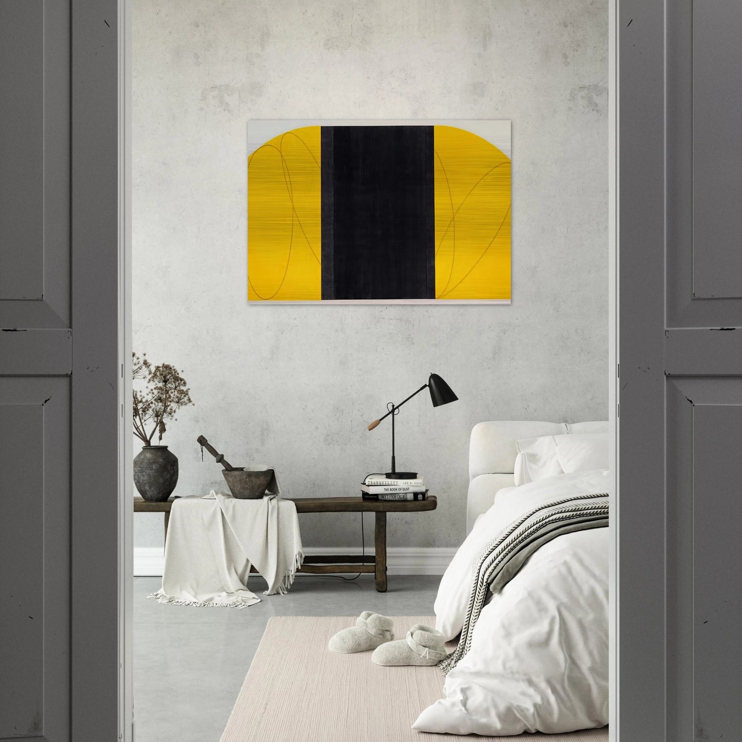 ELLOW BLACK ZONE PAINTING IV 1996 - Robert Mangold Brushed Aluminum Print - 70x100 cm / 28x40 inches | Robert Mangold Aluminum Print | Robert Mangold Prints