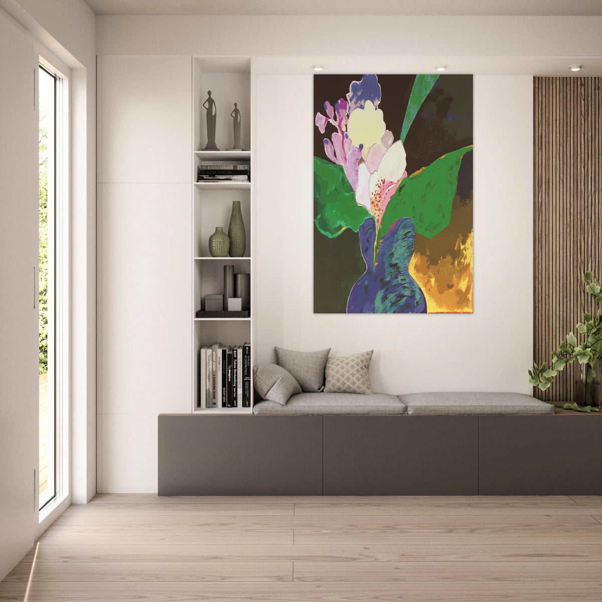 Blue Vase With Flowers - 2002 - Aldemir Martins Art Prints - 100x150 cm / 40x60″ inches | Aldemir Martins Poster | Aldemir Martins Prints
