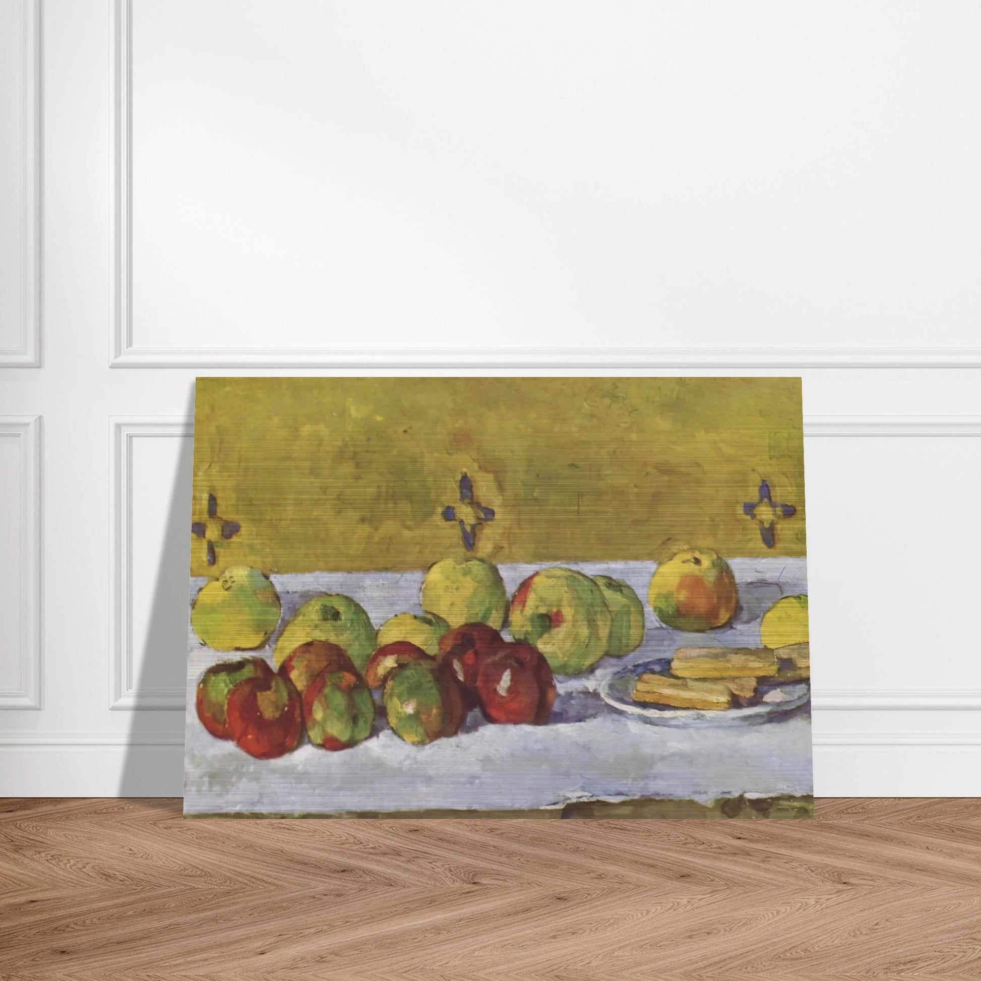 Still life with apples and biscuits - Paul Cézanne Brushed Aluminum Print - 70x100 cm / 28x40 inches | Paul Cézanne Aluminum Print | Paul Cézanne Prints