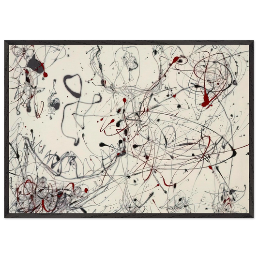 NUMBER 4 GRAY AND RED 1948 - Jackson Pollock 70x100 cm / 28x40 inches Framed Art Print – Black Wooden Frame