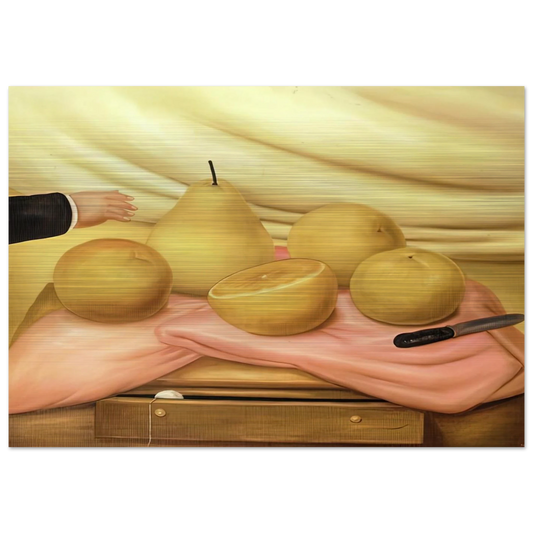 STILL LIFE WITH FRUITS - Fernando Botero Brushed Aluminum Print - 70x100 cm / 28x40 inches | Fernando Botero Aluminum Print | Fernando Botero Prints