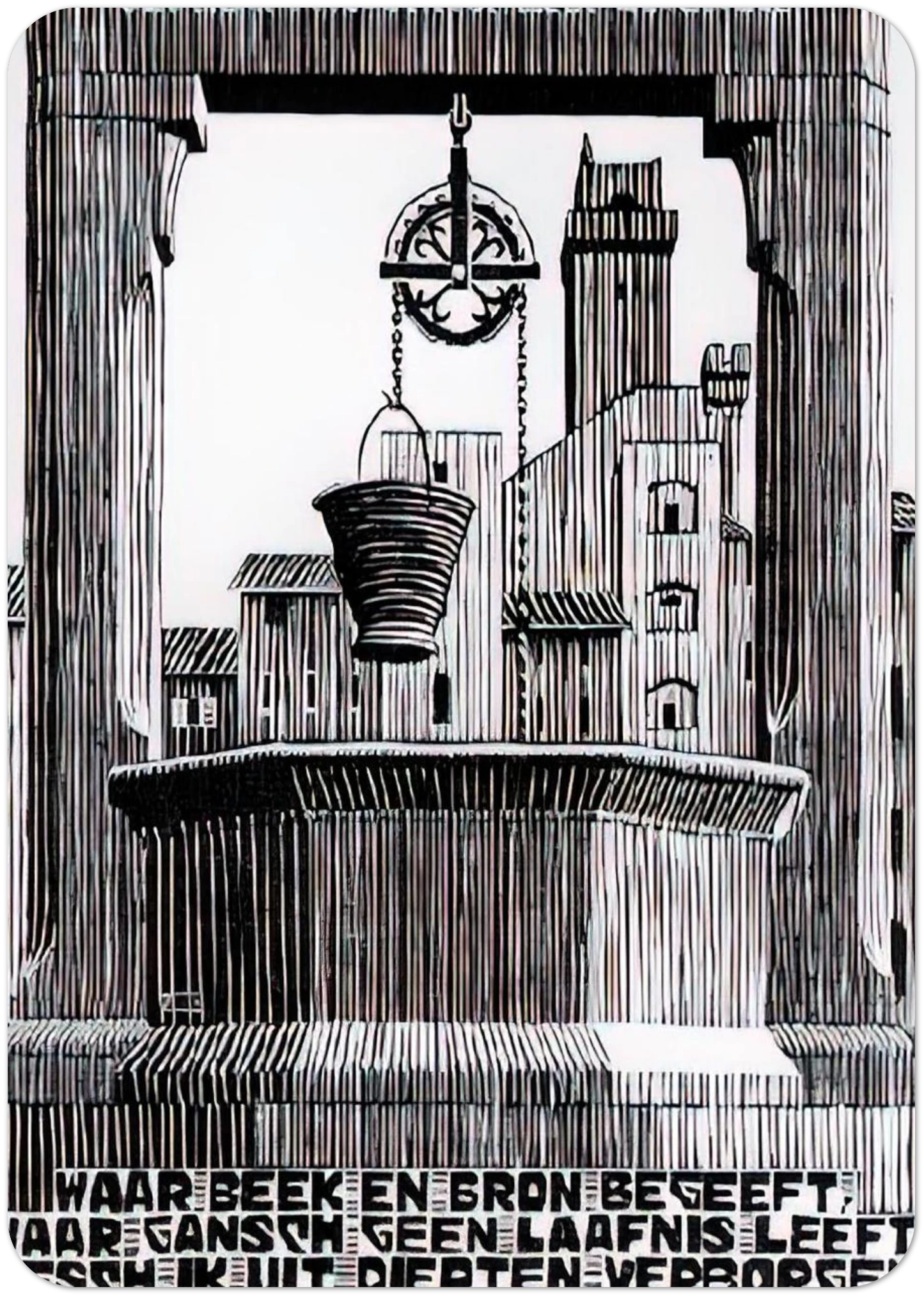 EMBLEMATA WELL By MC Escher Pack of 10 Post Cards | MC Escher Post Cards | A6 (10.5 x 14.8 cm) - 4.1 x 5.8 inches