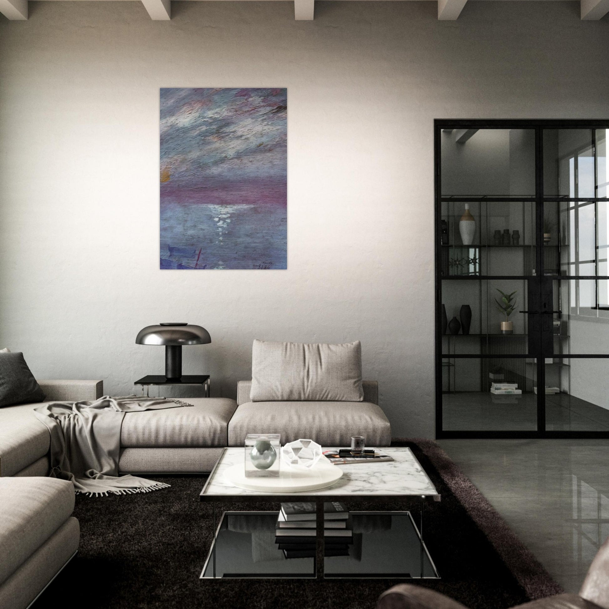 MOONLIGHT OVER THE BAY AT CADAQUES - Salvador Dali Brushed Aluminum Print - 70x100 cm / 28x40 inches | Salvador Dali Aluminum Print | Salvador Dali Prints