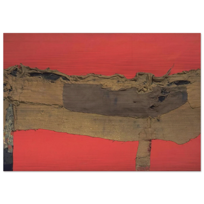 Sacking and Red - 1954 - Alberto Burri Brushed Aluminum Print - 70x100 cm / 28x40 inches | Alberto Burri Aluminum Print | Alberto Burri Prints