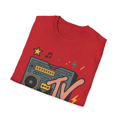 T-shirt graphique rétro MTV vintage imprimé léopard musical années 80 90 années nostalgiques unisexe shirt de groupe style rock imprimé animal