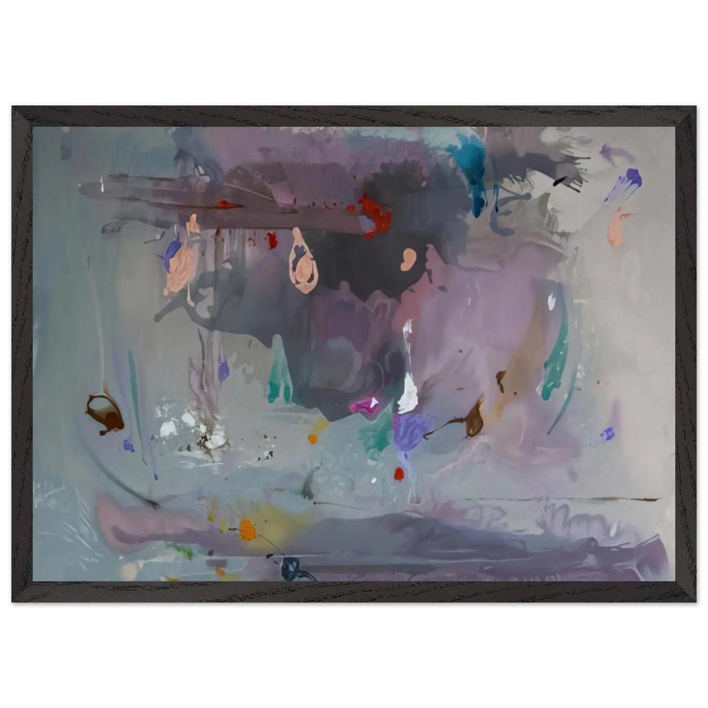 Helen Frankenthaler - Grey Fireworks - 2000 Wall art - 45x60 cm / 18x24 Inches - Premium Wooden Framed Poster With Fine Art Paper - Wood frame