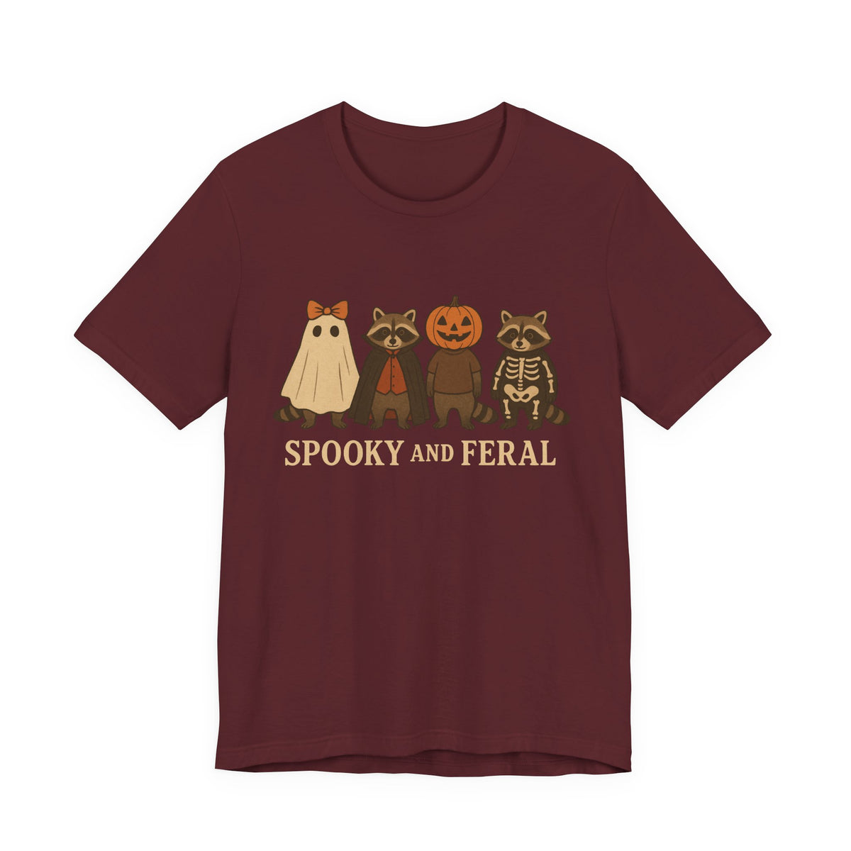 T-shirt "Raton laveur effrayant", T-shirt Halloween drôle à motifs, T-shirt vintage automne mignon, T-shirt tendance femme pour Halloween, T-shirt "Raton laveur sauvage"