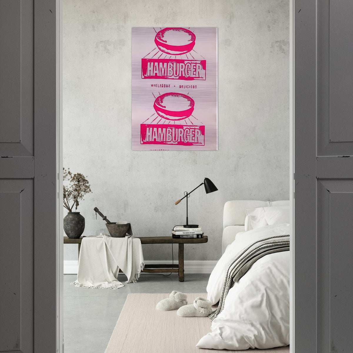Double Hamburger - Andy Warhol Brushed Aluminum Print - 70x100 cm / 28x40 inches | Andy Warhol Aluminum Print | Andy Warhol Prints
