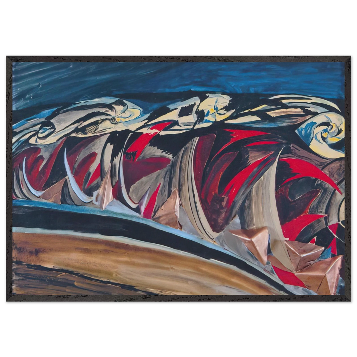Lights  Sounds of a Night Train - 1924 - Benedetta Cappa 70x100 cm / 28x40 inches Framed Art Print – Black Wooden Frame
