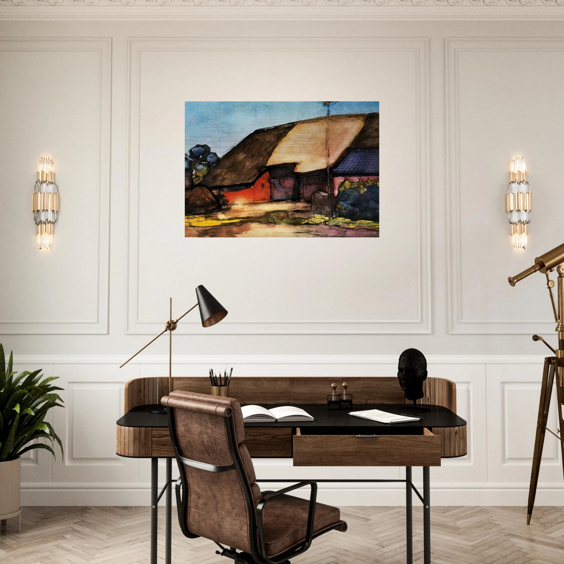 Small farm on Nistelrode - Piet Mondrian Brushed Aluminum Print - 70x100 cm / 28x40 inches | Piet Mondrian Aluminum Print | Piet Mondrian Prints