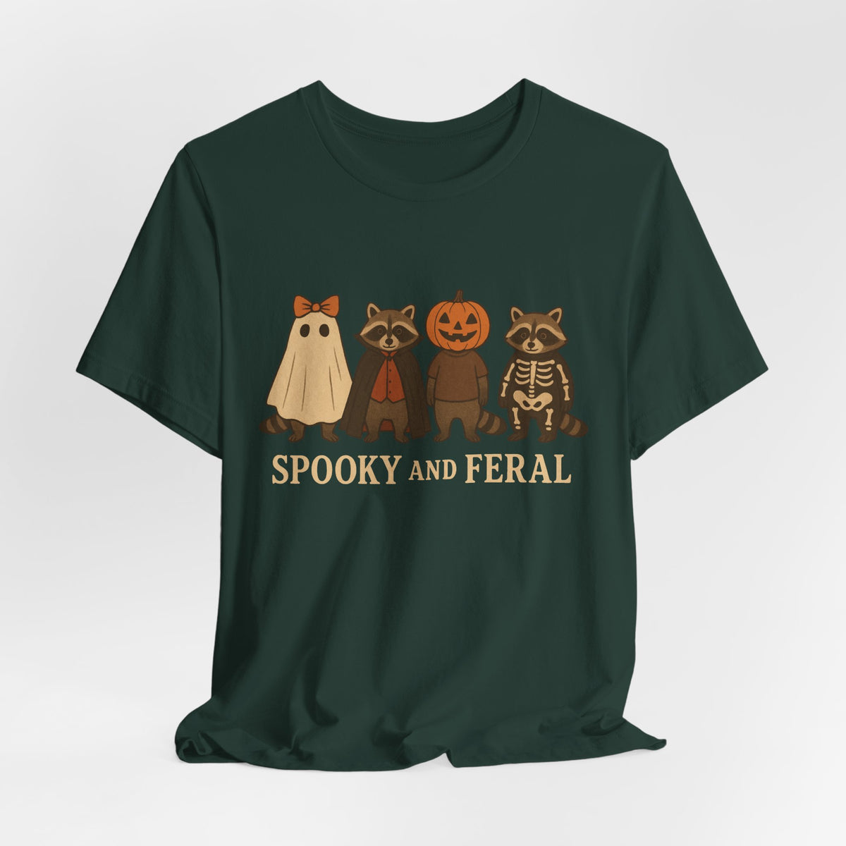 T-shirt "Raton laveur effrayant", T-shirt Halloween drôle à motifs, T-shirt vintage automne mignon, T-shirt tendance femme pour Halloween, T-shirt "Raton laveur sauvage"