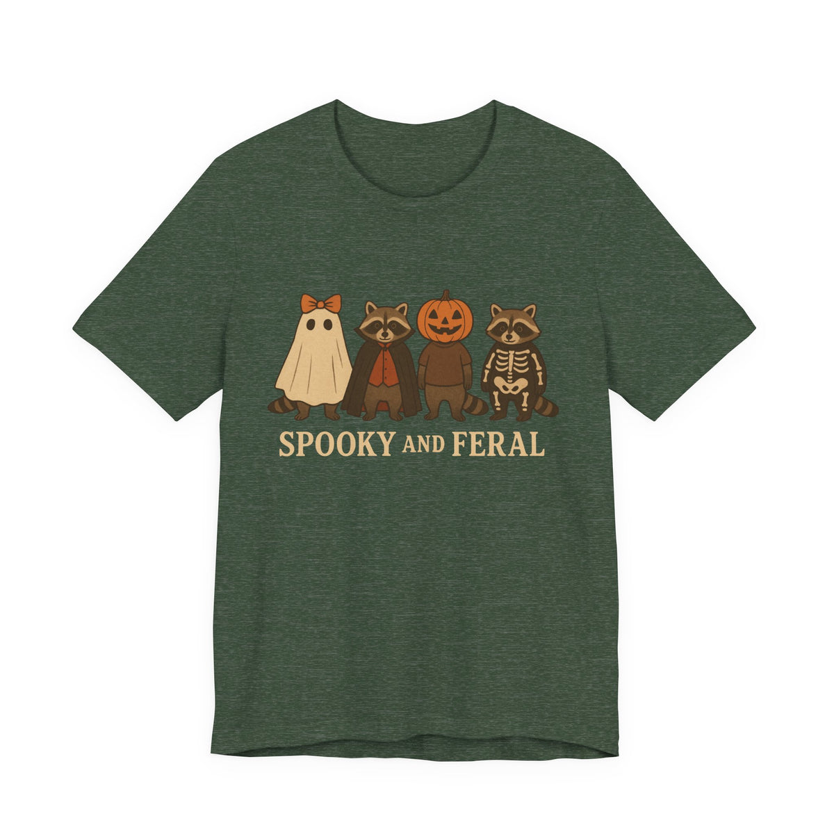 T-shirt "Raton laveur effrayant", T-shirt Halloween drôle à motifs, T-shirt vintage automne mignon, T-shirt tendance femme pour Halloween, T-shirt "Raton laveur sauvage"