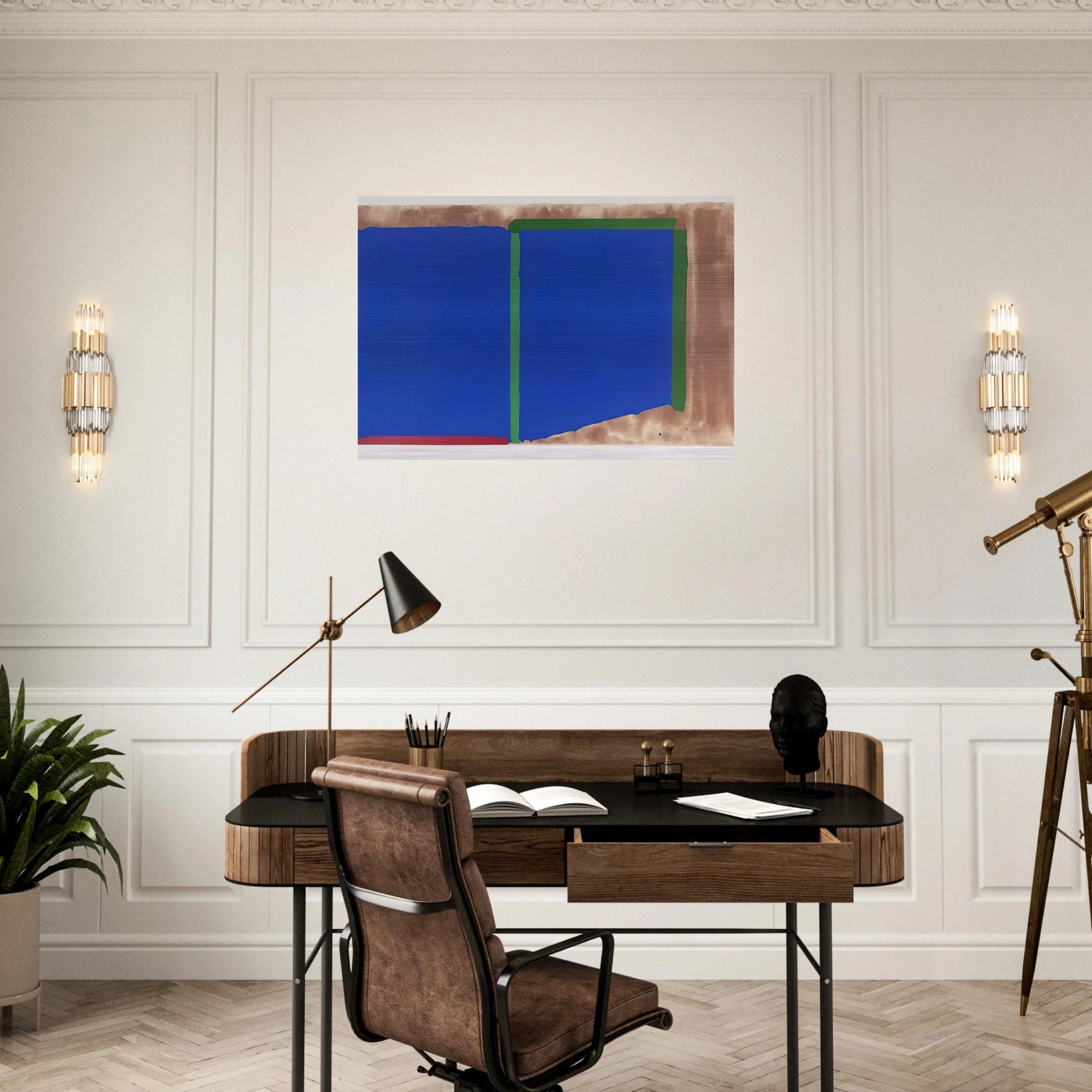 Blues, Greens - 1969 - John Hoyland Brushed Aluminum Print - 70x100 cm / 28x40 inches | John Hoyland Aluminum Print | John Hoyland Prints
