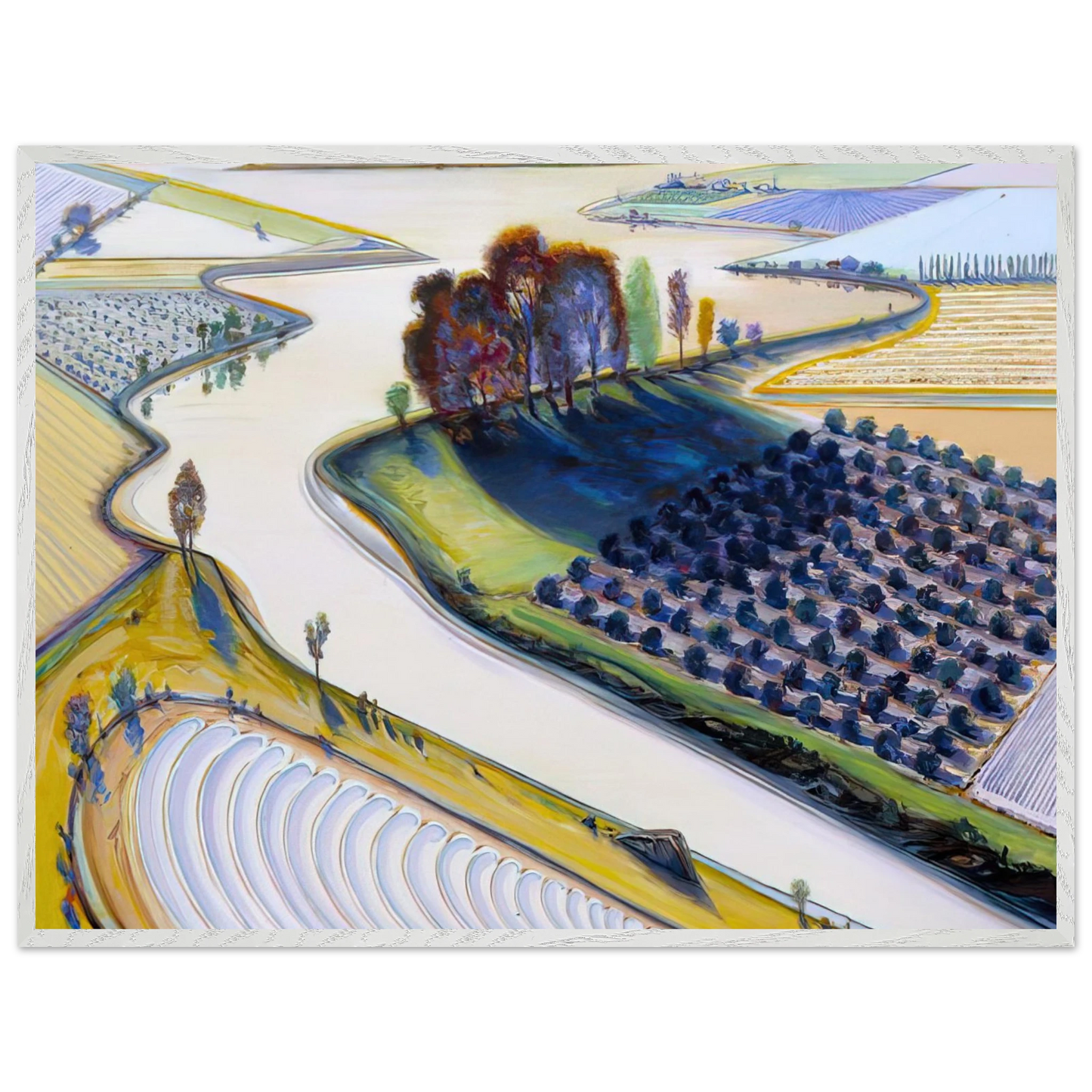 Wayne Thiebaud - Flatland River - 1997 Wall Art - 30x40 cm / 12x16 inches - Premium Wooden Framed Poster With Fine Art Paper-canvas - Wood frame