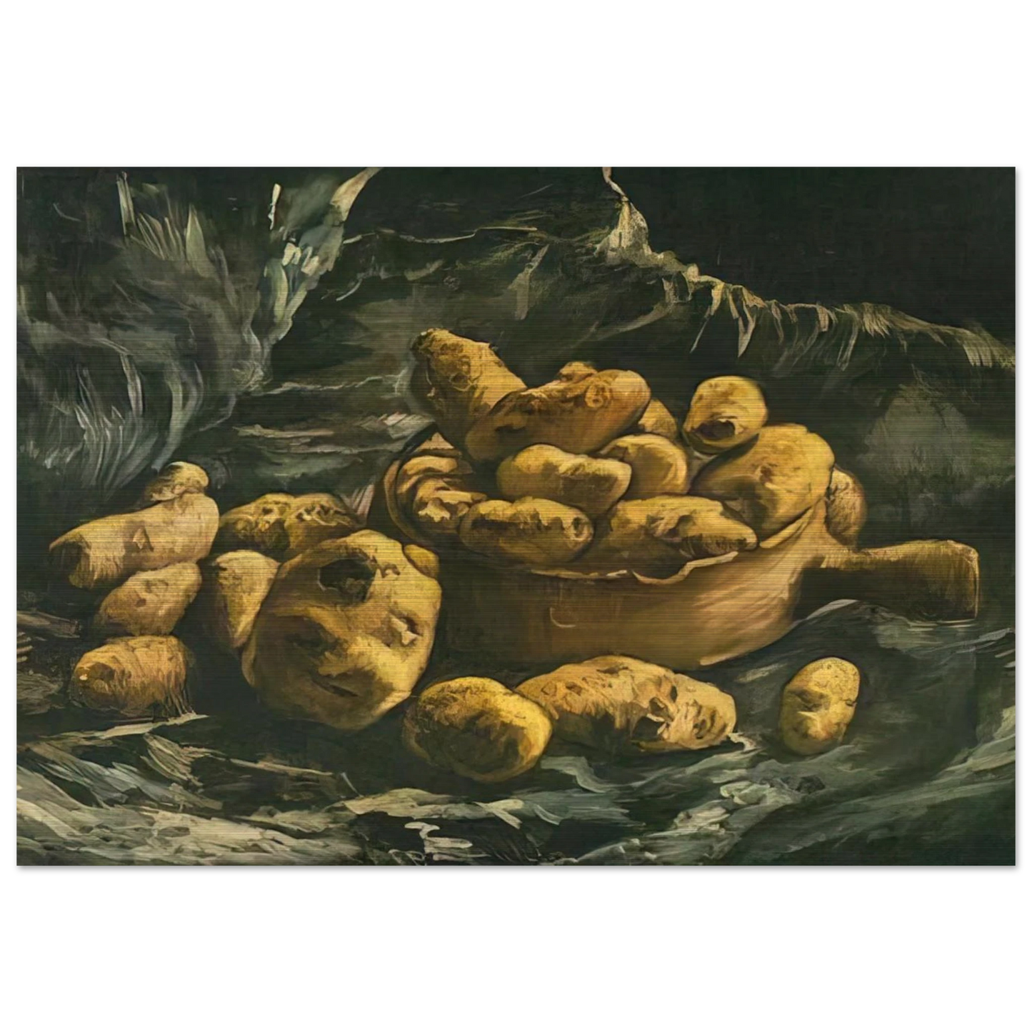 Still life with an Earthern bowl and potatoes - Vincent van Gogh Brushed Aluminum Print - 70x100 cm / 28x40 inches | Vincent van Gogh Aluminum Print | Vincent van Gogh Prints