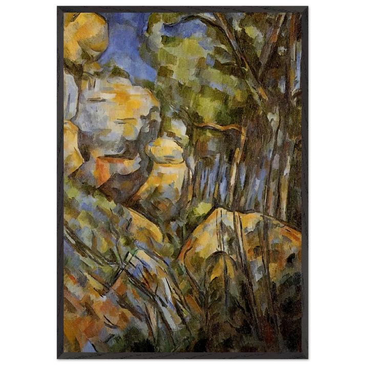 Rocks near the Caves below the Chateau Noir - Paul Cezanne 70x100 cm / 28x40 inches Framed Art Print – Black Wooden Frame
