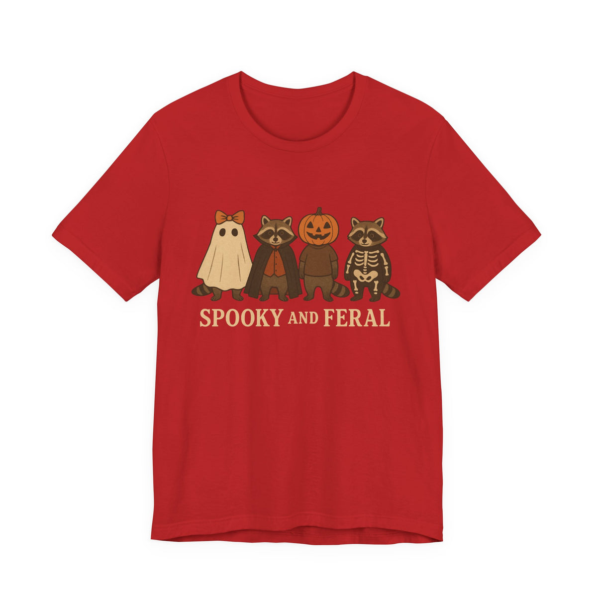 T-shirt "Raton laveur effrayant", T-shirt Halloween drôle à motifs, T-shirt vintage automne mignon, T-shirt tendance femme pour Halloween, T-shirt "Raton laveur sauvage"