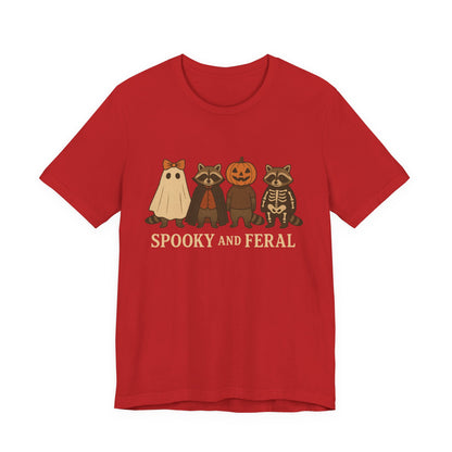 T-shirt "Raton laveur effrayant", T-shirt Halloween drôle à motifs, T-shirt vintage automne mignon, T-shirt tendance femme pour Halloween, T-shirt "Raton laveur sauvage"