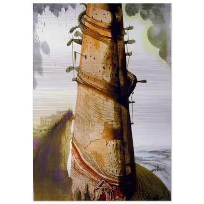 TURRIS BABEL 1967 - Salvador Dali Brushed Aluminum Print - 70x100 cm / 28x40 inches | Salvador Dali Aluminum Print | Salvador Dali Prints