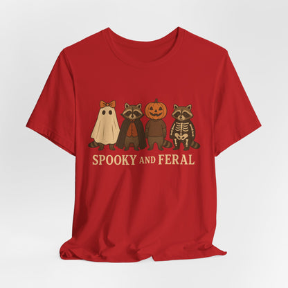 T-shirt "Raton laveur effrayant", T-shirt Halloween drôle à motifs, T-shirt vintage automne mignon, T-shirt tendance femme pour Halloween, T-shirt "Raton laveur sauvage"