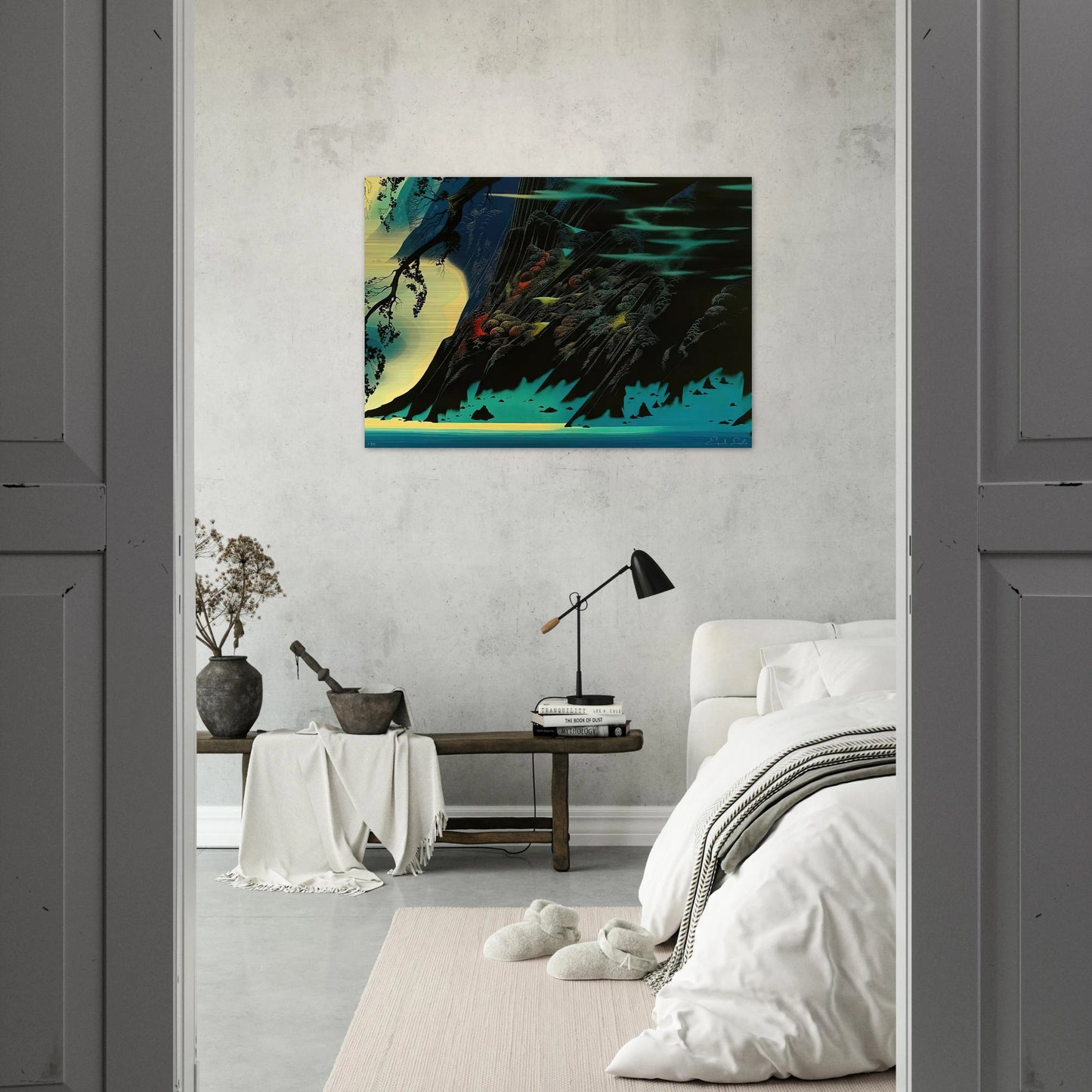 Coastal Magic - Eyvind Earle Brushed Aluminum Print - 70x100 cm / 28x40 inches | Eyvind Earle Aluminum Print | Eyvind Earle Prints