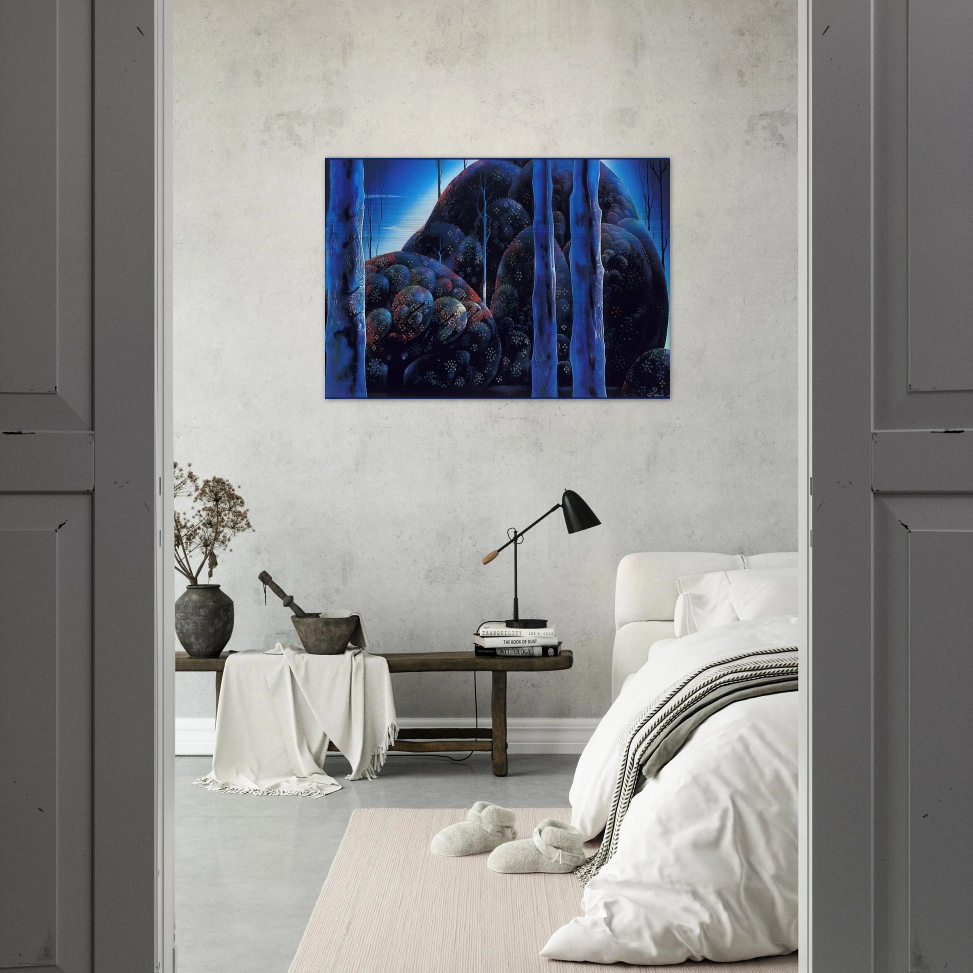 Moonlit Eucalyptus - Eyvind Earle Brushed Aluminum Print - 70x100 cm / 28x40 inches | Eyvind Earle Aluminum Print | Eyvind Earle Prints