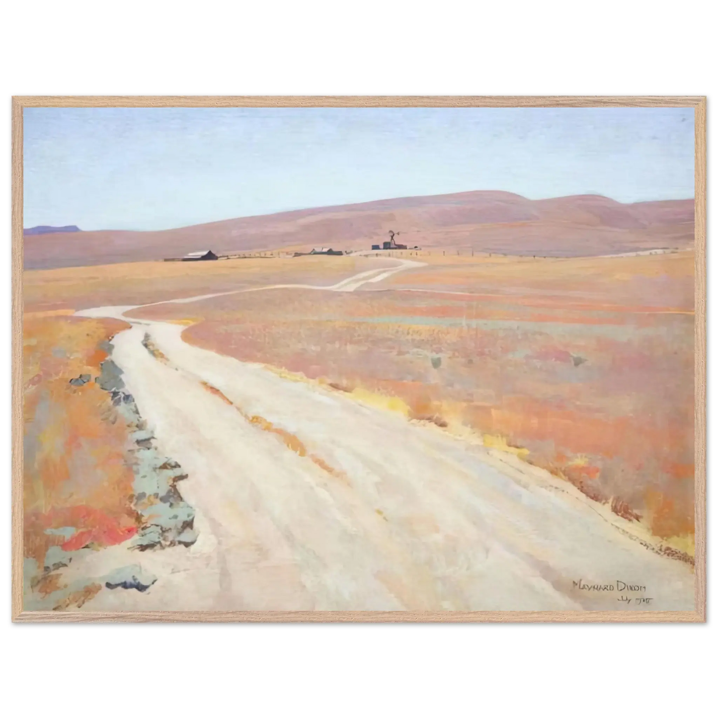 Maynard Dixon - ABANDONED RANCH 1935 Wall art - 50x70 cm / 20x28 Inches - Premium Wooden Framed Poster With Fine Art Paper - White frame