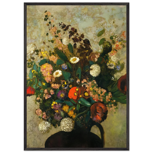 BOUQUET OF FLOWERS 5 - Odilon Redon 70x100 cm / 28x40 inches Framed Art Print – Black Wooden Frame