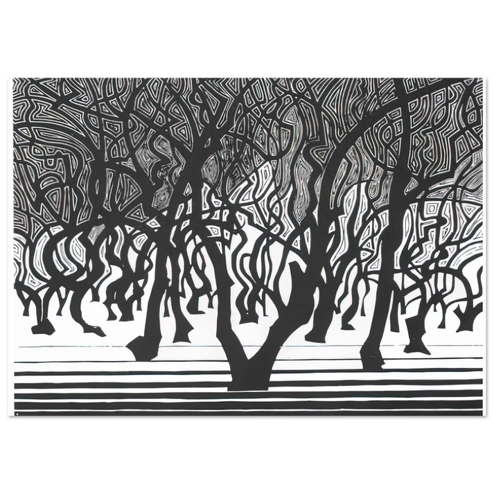 MC Escher - WOODS NEAR MENTON Wall Art - 30x40 cm / 12x16 inches - Premium Wooden Framed Poster With Fine Art Paper-canvas - Wood frame