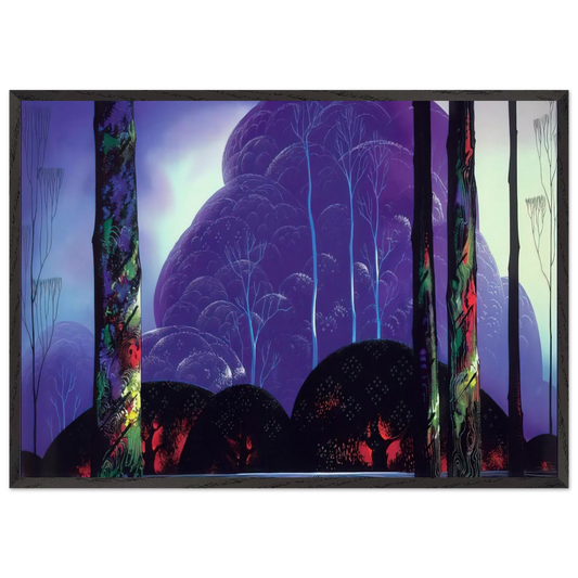 Purple Sunset - Eyvind Earle 70x100 cm / 28x40 inches Framed Art Print – Black Wooden Frame