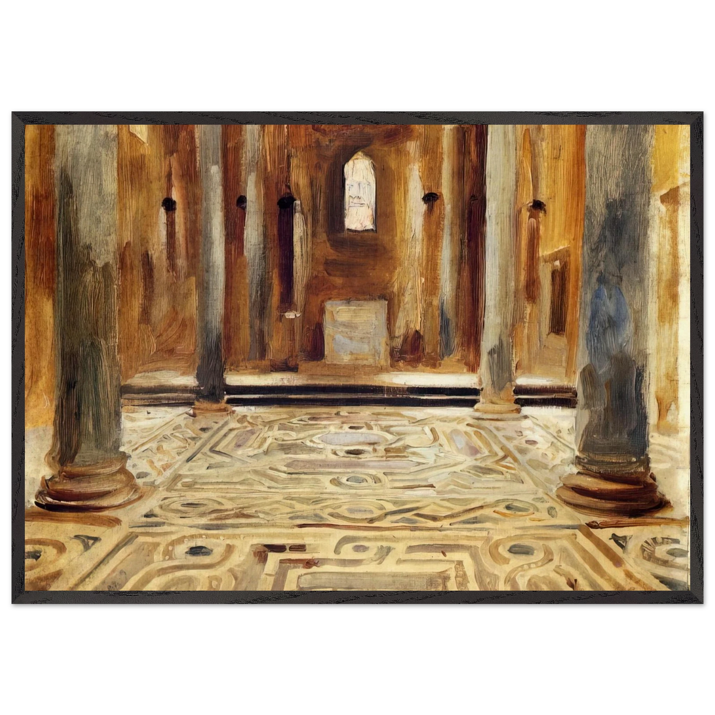 A Mosque Cairo - John Singer Sargent 70x100 cm / 28x40 inches Framed Art Print – Black Wooden Frame
