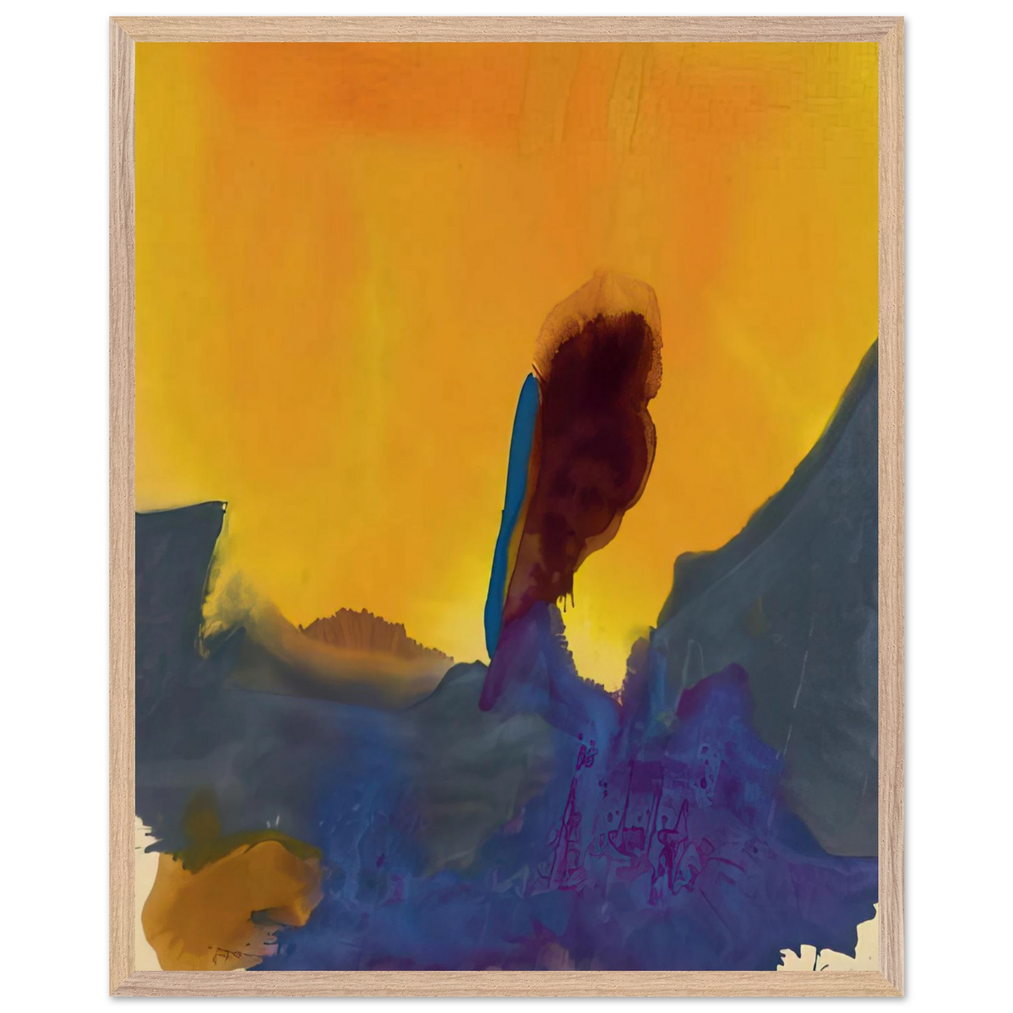 Helen Frankenthaler - Glow II - 1968 Wall art - 45x60 cm / 18x24 inches - Premium Wooden Framed Poster With Fine Art Paper-canvas - Black frame