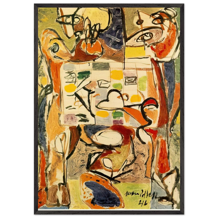 THE TEA CUP - Jackson Pollock 70x100 cm / 28x40 inches Framed Art Print – Black Wooden Frame