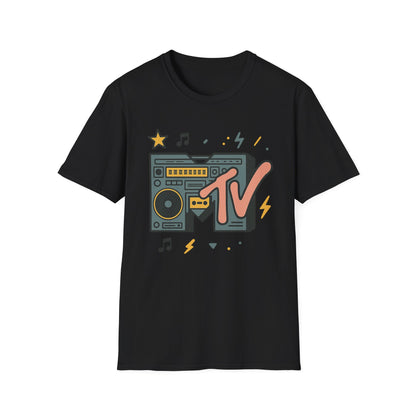 T-shirt graphique rétro MTV vintage imprimé léopard musical années 80 90 années nostalgiques unisexe shirt de groupe style rock imprimé animal