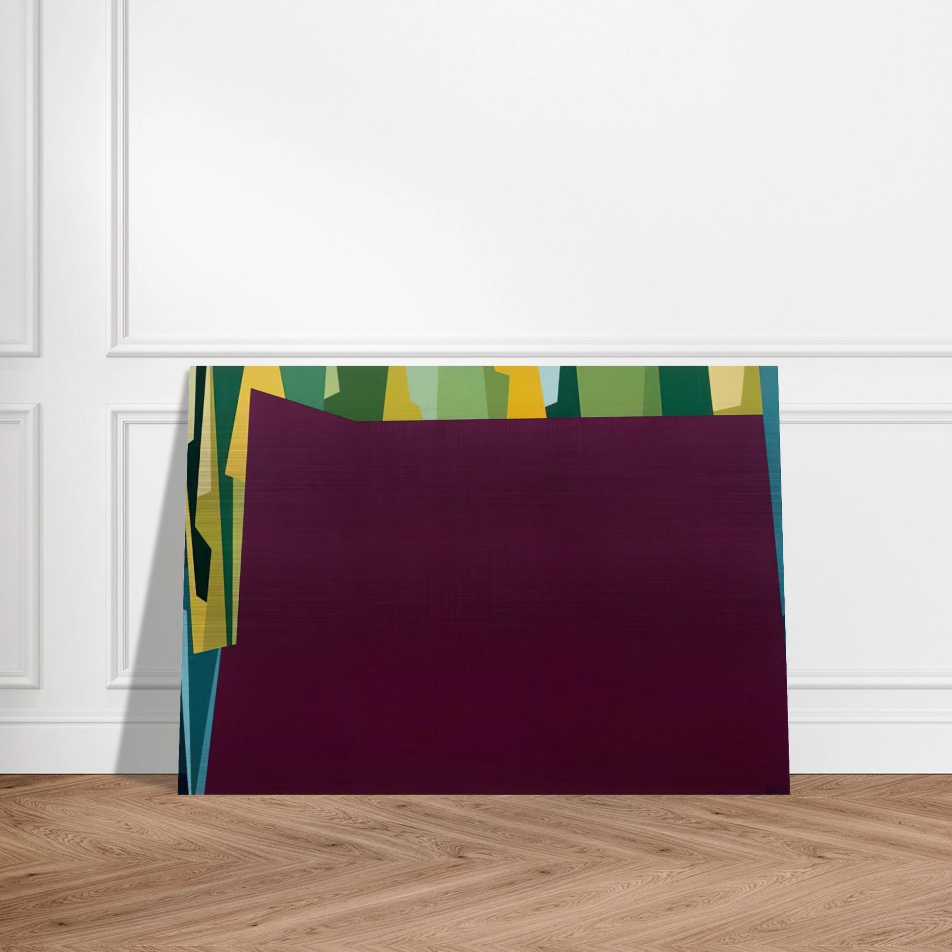 Interlocking Forms Big Magenta With Green - 1959 - Karl Benjamin Brushed Aluminum Print - 70x100 cm / 28x40 inches | Karl Benjamin Aluminum Print | Karl Benjamin Prints
