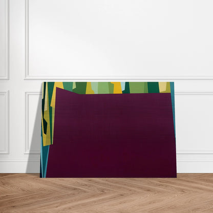 Interlocking Forms Big Magenta With Green - 1959 - Karl Benjamin Brushed Aluminum Print - 70x100 cm / 28x40 inches | Karl Benjamin Aluminum Print | Karl Benjamin Prints