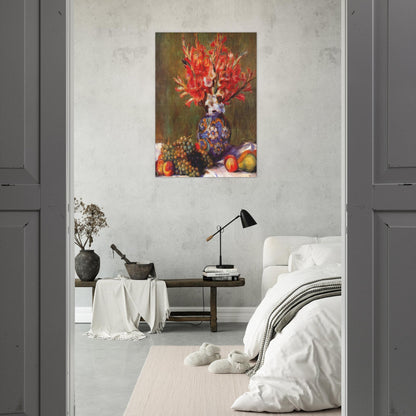 Still Life Flowers and Fruit - Pierre-Auguste Renoir Brushed Aluminum Print - 70x100 cm / 28x40 inches | Pierre-Auguste Renoir Aluminum Print | Pierre-Auguste Renoir Prints