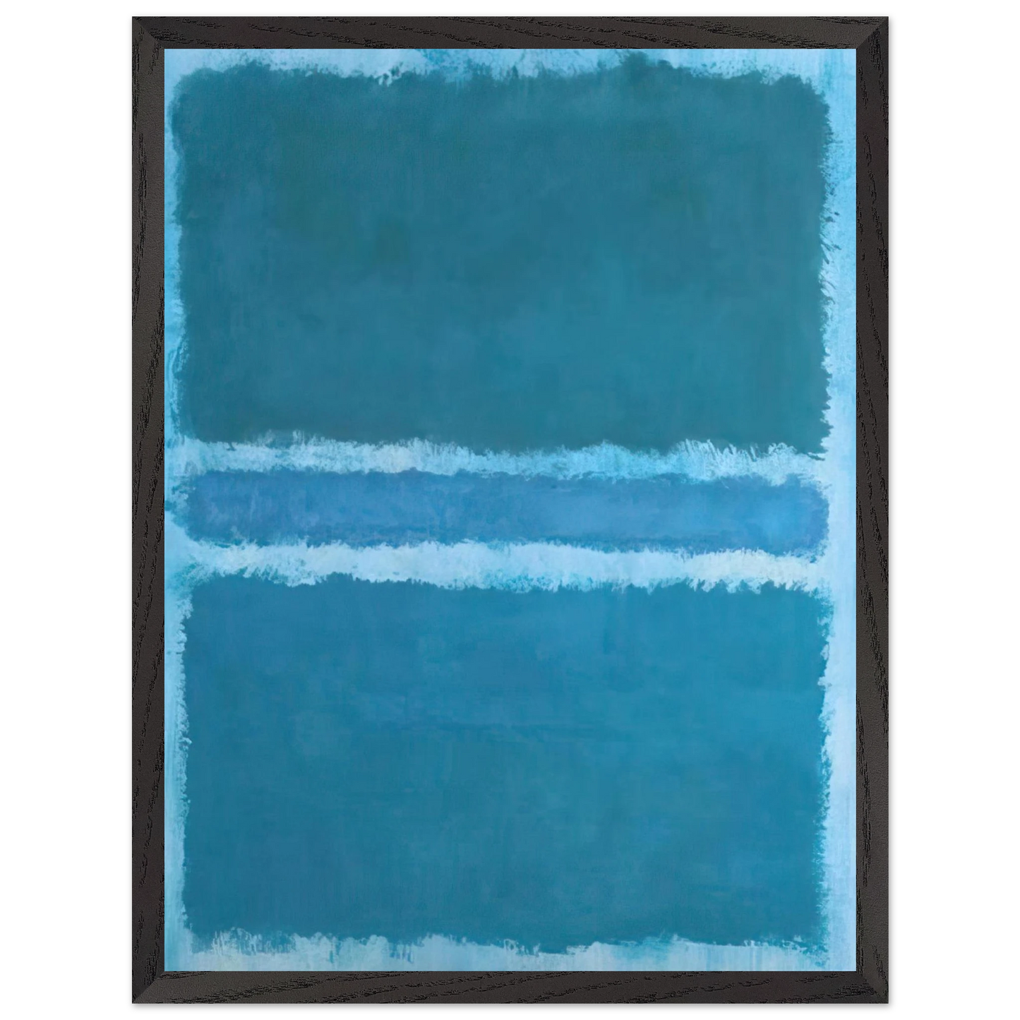 Mark Rothko - Untitled Blue Divided by Blue - 1966 Wall Art - 21x29.7 cm / 8x12" - Premium Wooden Framed Poster With Fine Art Paper - White frame
