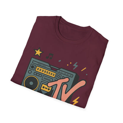 T-shirt graphique rétro MTV vintage imprimé léopard musical années 80 90 années nostalgiques unisexe shirt de groupe style rock imprimé animal