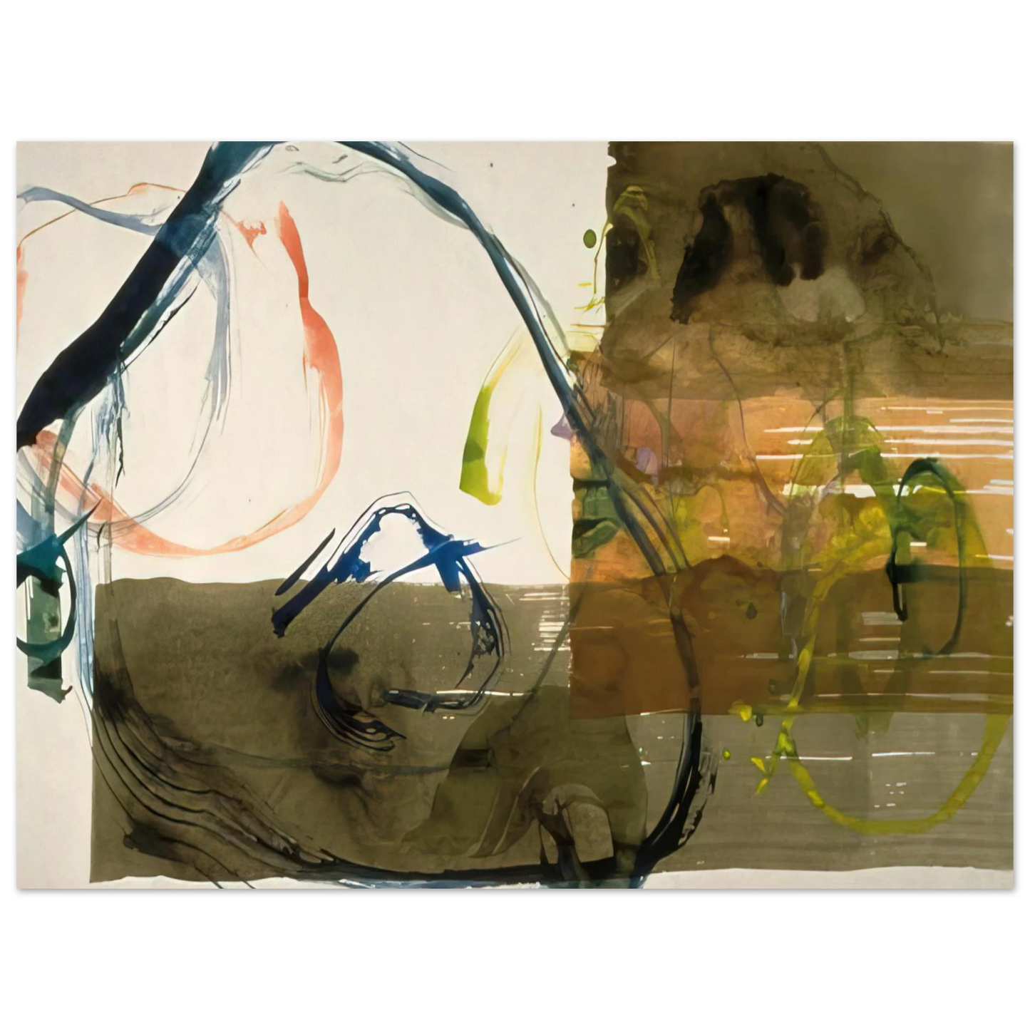 John Cage - New River Watercolor, Series I, #5 - 1988  75x100 cm / 30x40inches Fine Art Poster