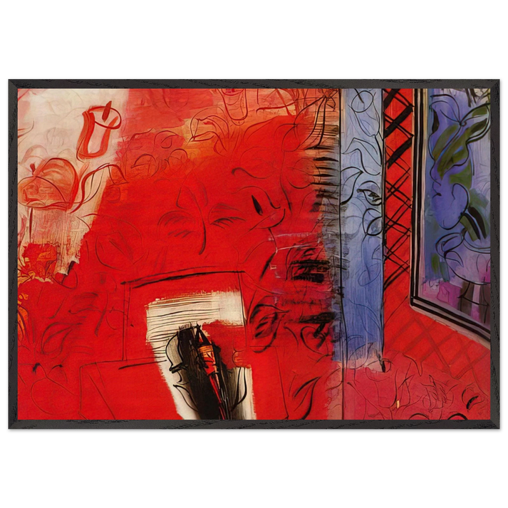 STILL LIFE WITH VIOLIN HOMMAGE TO BACH 1952 - Raoul Dufy 70x100 cm / 28x40 inches Framed Art Print – Black Wooden Frame