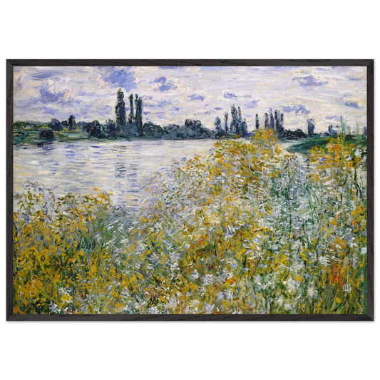 Isle of Flowers on Siene near Vetheuil - claude monet 70x100 cm / 28x40 inches Framed Art Print – Black Wooden Frame