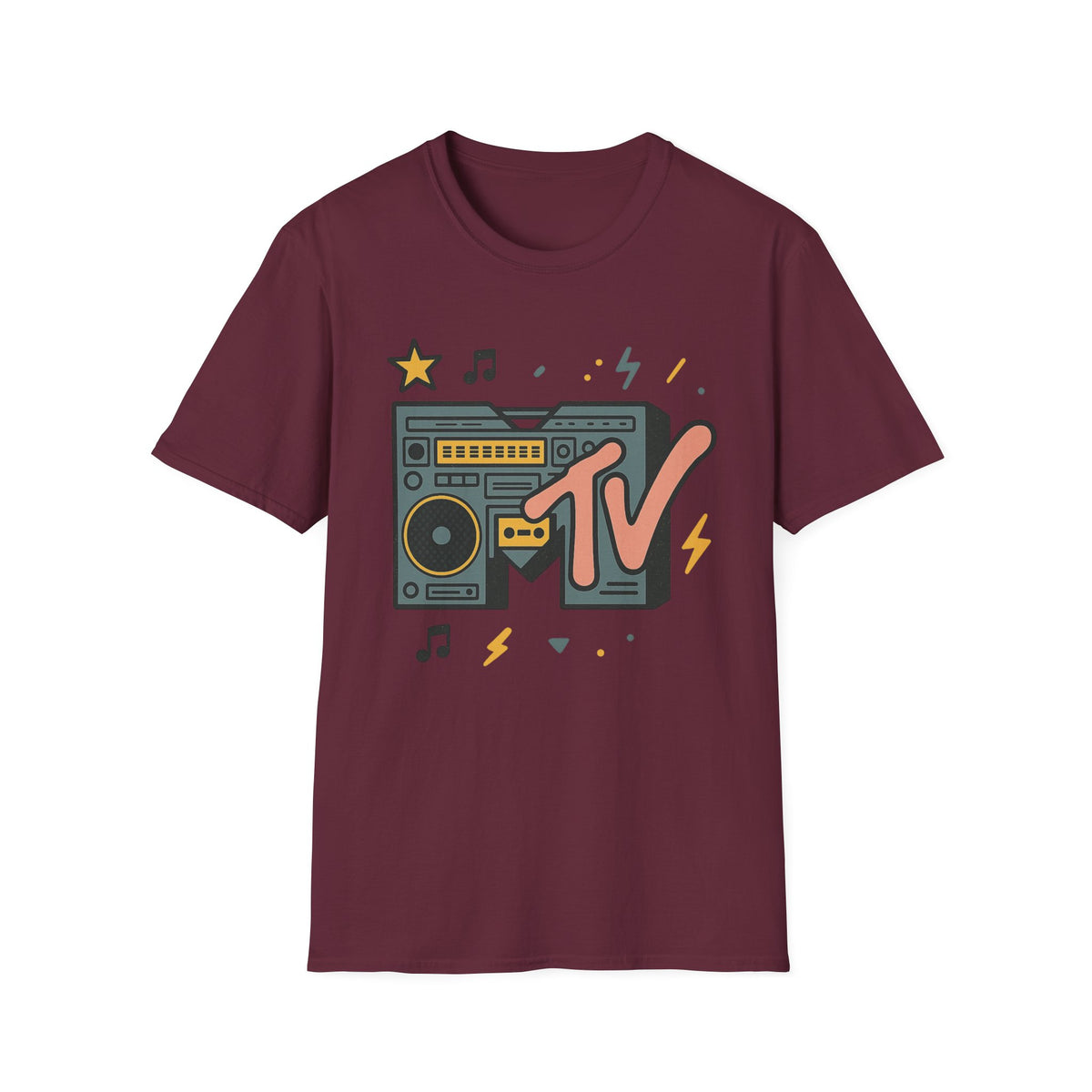 T-shirt graphique rétro MTV vintage imprimé léopard musical années 80 90 années nostalgiques unisexe shirt de groupe style rock imprimé animal