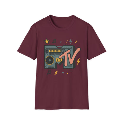 T-shirt graphique rétro MTV vintage imprimé léopard musical années 80 90 années nostalgiques unisexe shirt de groupe style rock imprimé animal