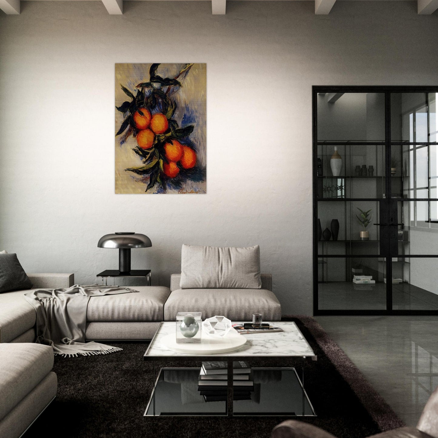 Branch of Orange Bearing Fruit - claude monet Brushed Aluminum Print - 70x100 cm / 28x40 inches | claude monet Aluminum Print | claude monet Prints